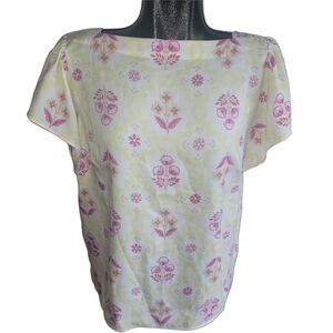 Ann Taylor Floral Print Short Sleeve Top Size M